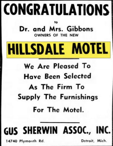 Baw Beese Inn (Hillsdale Motel) - June 1967 Ad (newer photo)